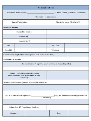 nomination form template forms sample format easy edit only buysampleforms