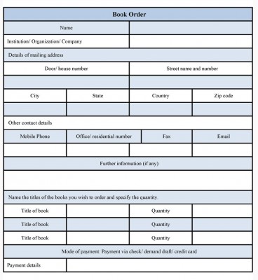 book order form template