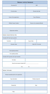 Business Activity Statements Template