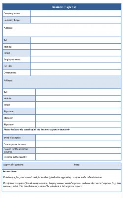Business Expense Form Template