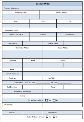 business order form template