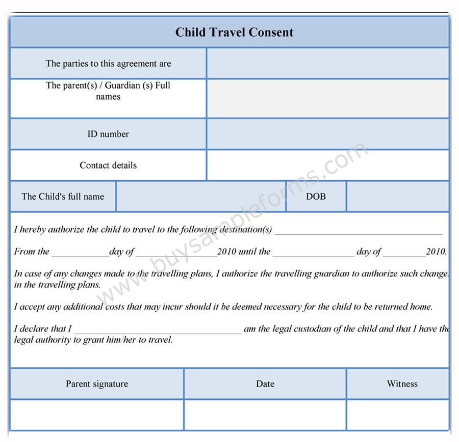 Child Travel Consent Form template