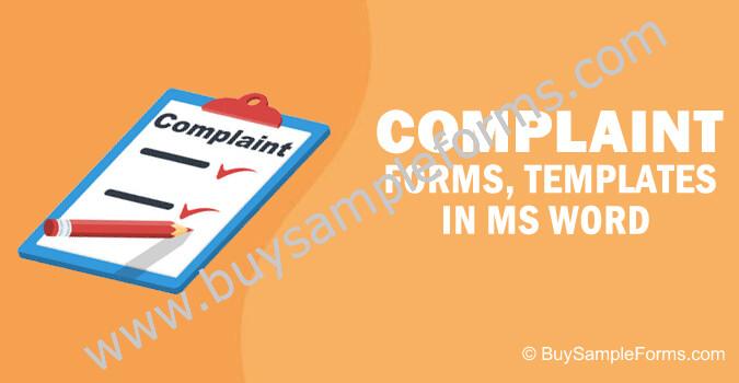 Sample Complaint Forms, Complaint Form Templates Word, Online