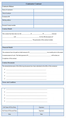 Sample Contractor Contract Form