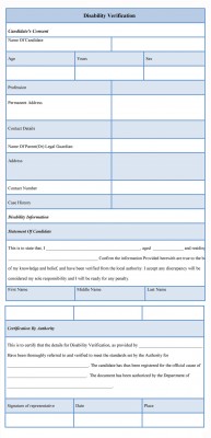 Disability Verification Form
