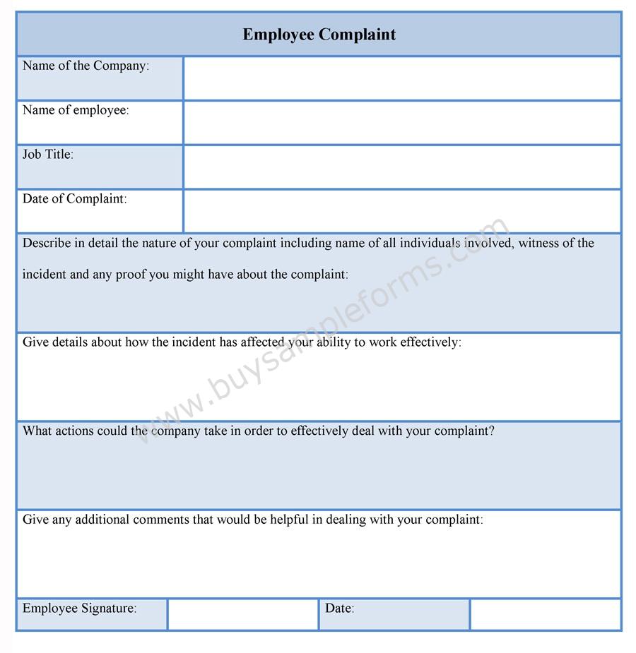 employee complaint form template