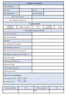 Employee Evaluation Template