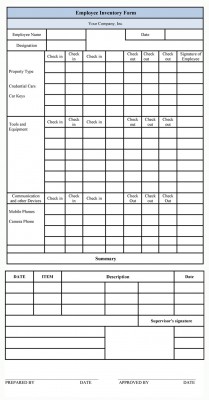 Employee Inventory form