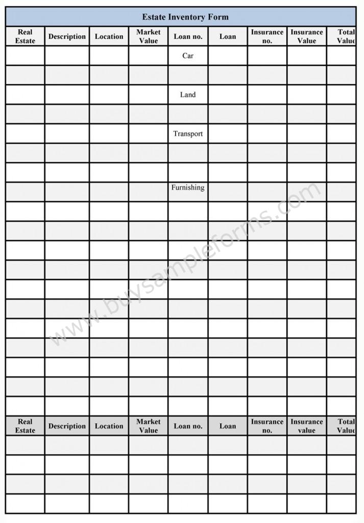 Estate Inventory Form Sample Forms