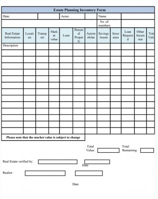 Estate Planning Inventory Form