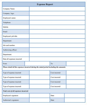 Expense Report Form Sample