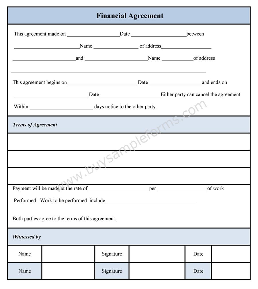 financial agreement form template