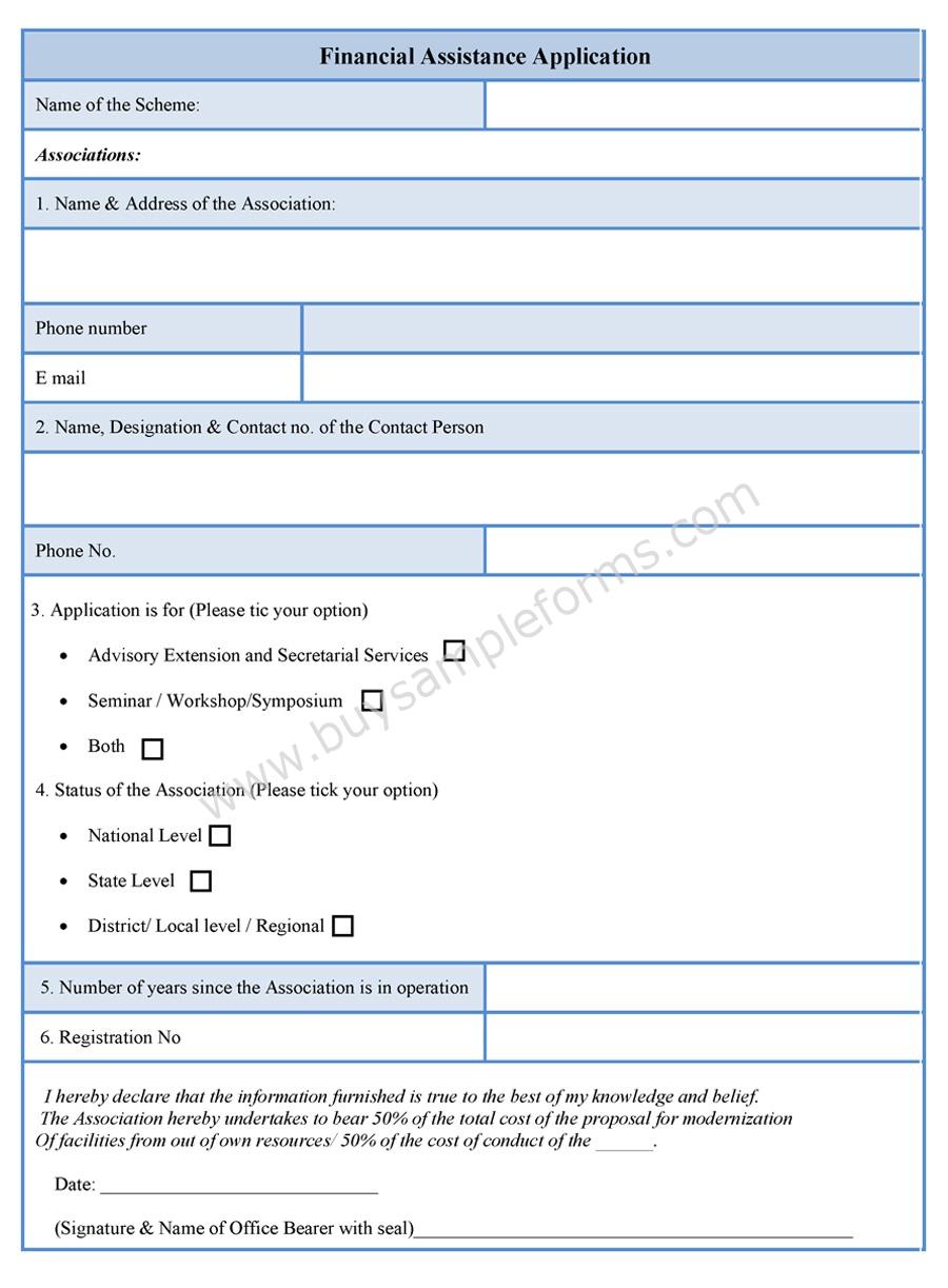 Financial Assistance Application Form