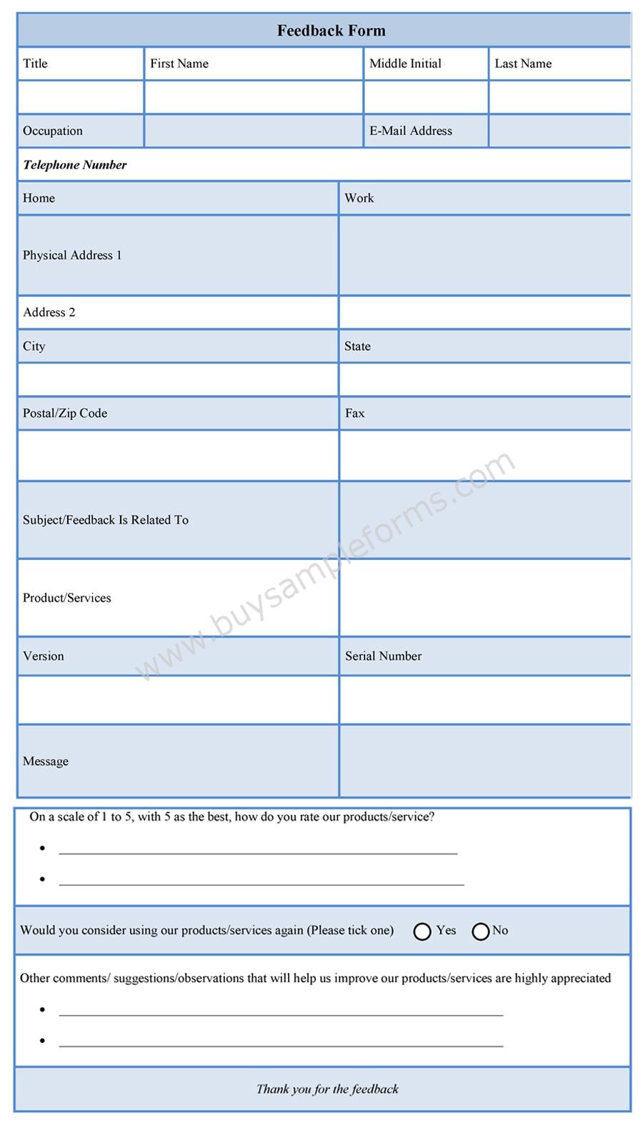 free Feedback Form template