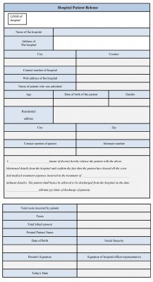Hospital Patient Release Form