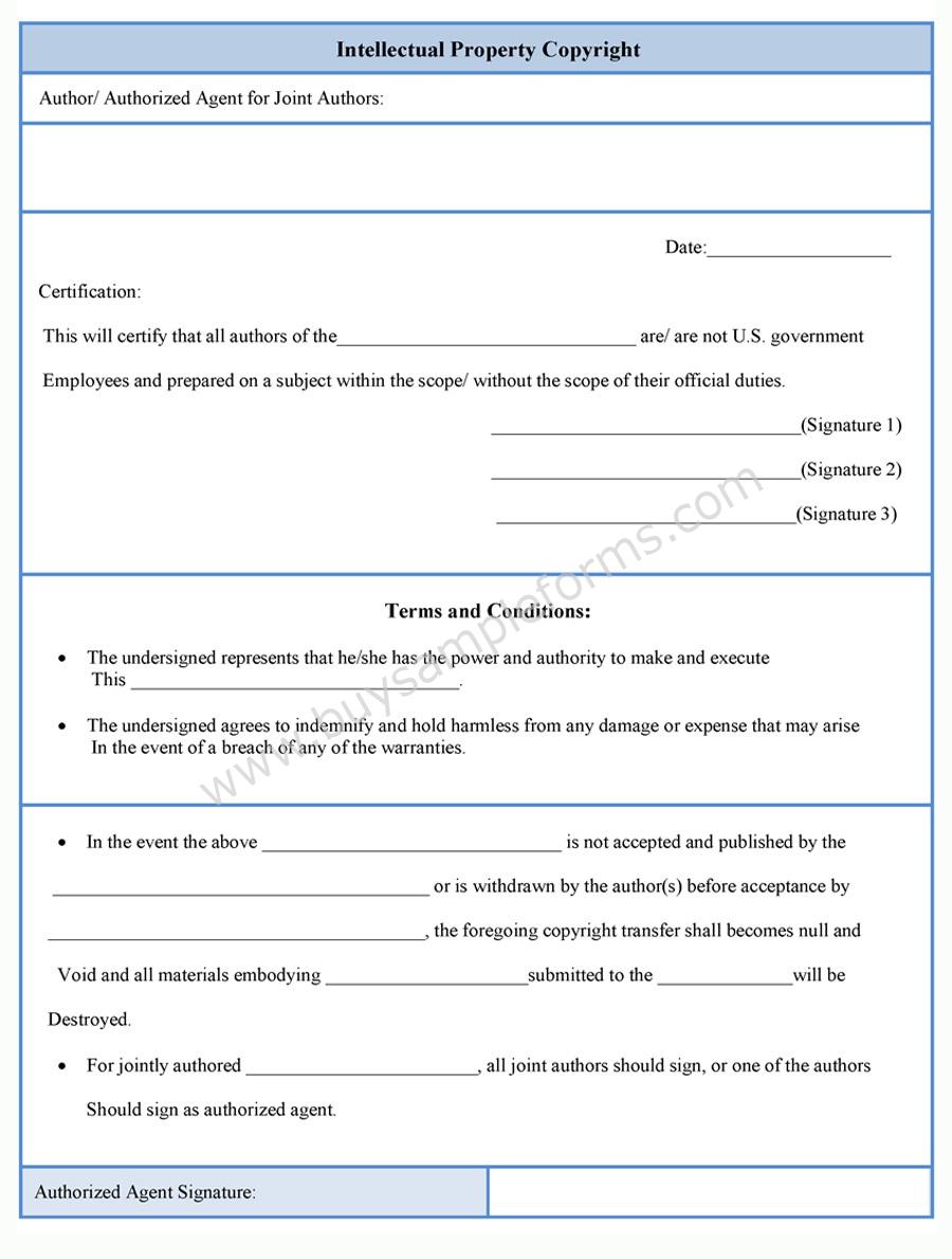 Intellectual Property Copyright Form