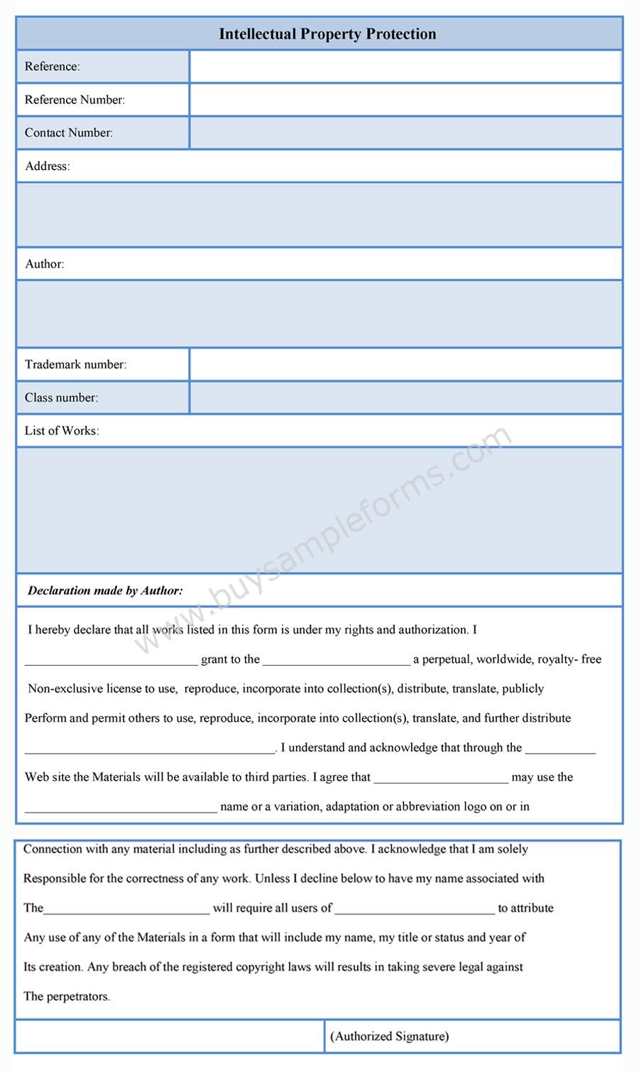 Intellectual Property Protection Form