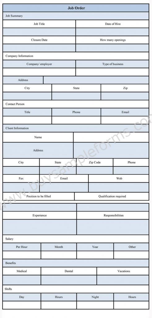 job order form sample