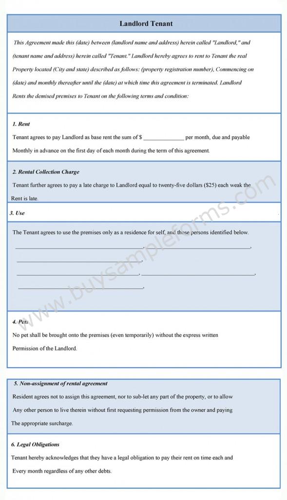 Landlord Tenant Form - Sample Forms