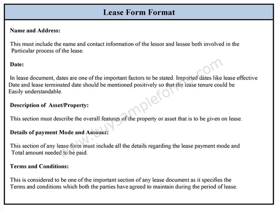 Sample Lease Form Format