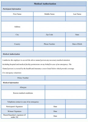 Medical Authorization Form sample
