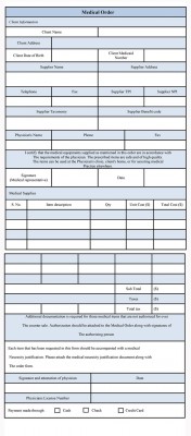 Sample Medical Order Form