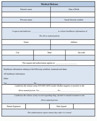 medical release form template