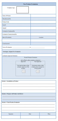 new product evaluation template