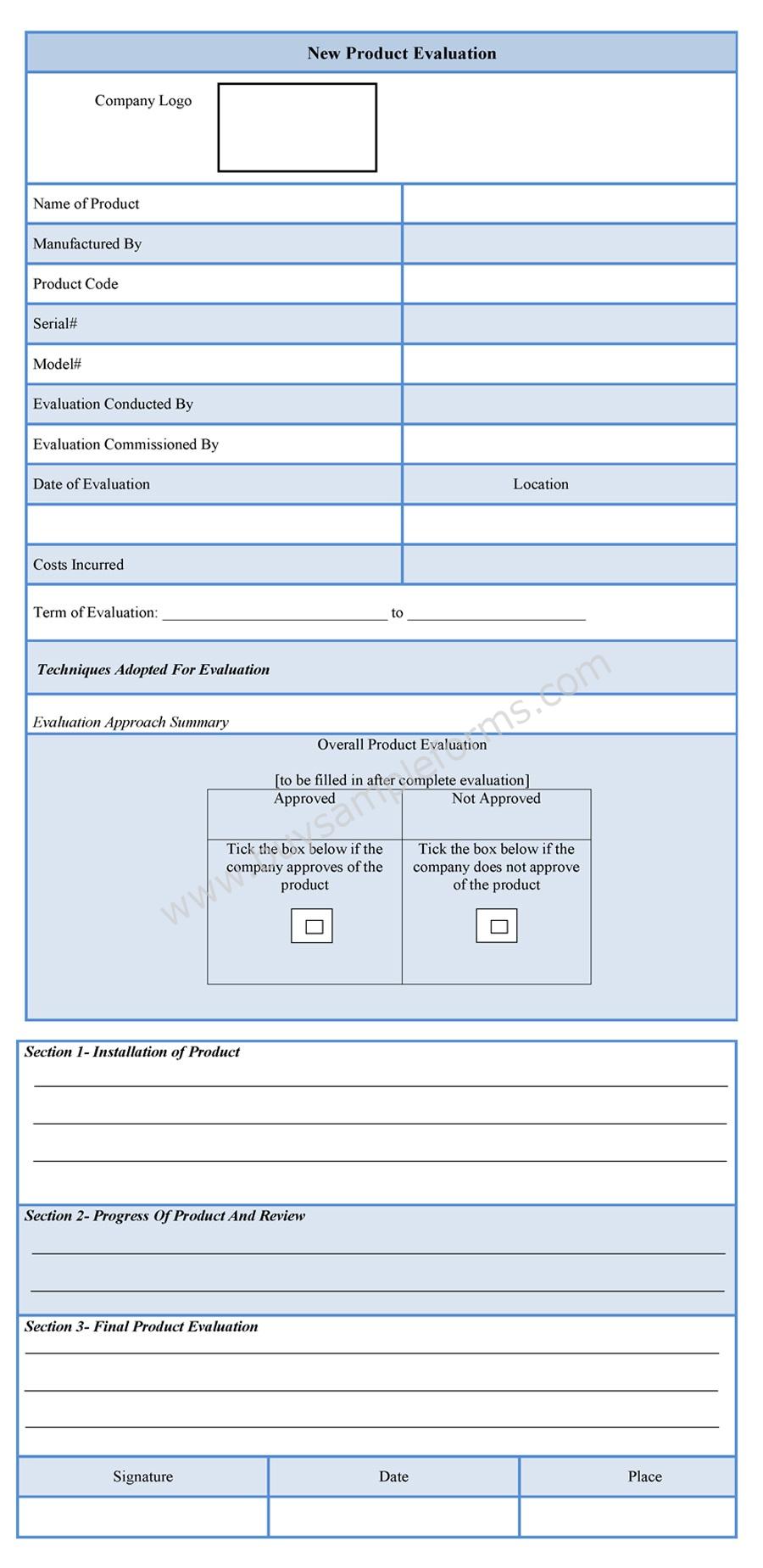 new product evaluation template
