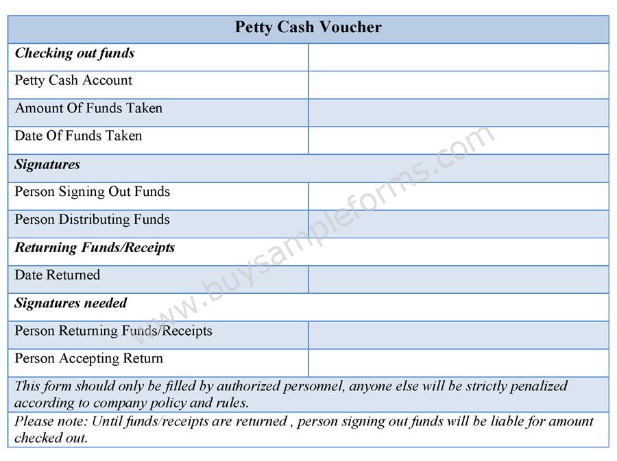Petty Cash Voucher Form