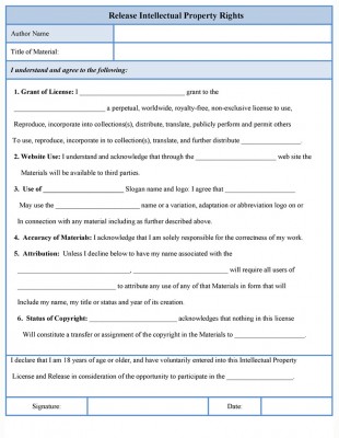 Release Intellectual Property Rights Form