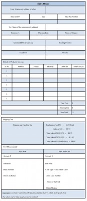 Sample of Sales Order Form
