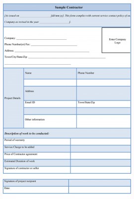 Sample Contractor Form