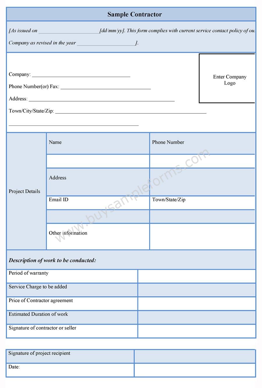 Sample Contractor Form