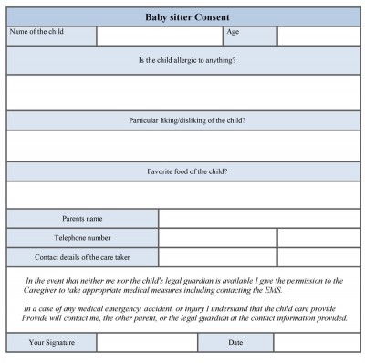 Babysitter Consent Form