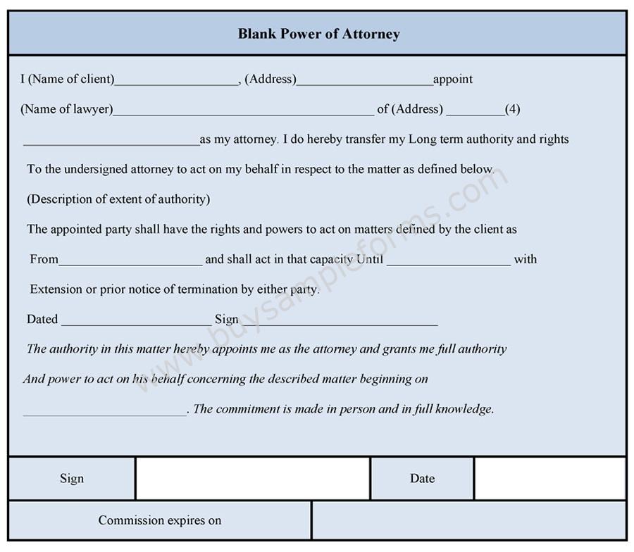 Blank Power of Attorney Form