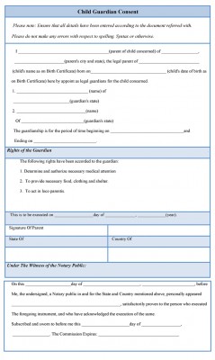 Child Guardian Consent Form