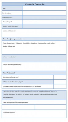 Commercial Construction Form