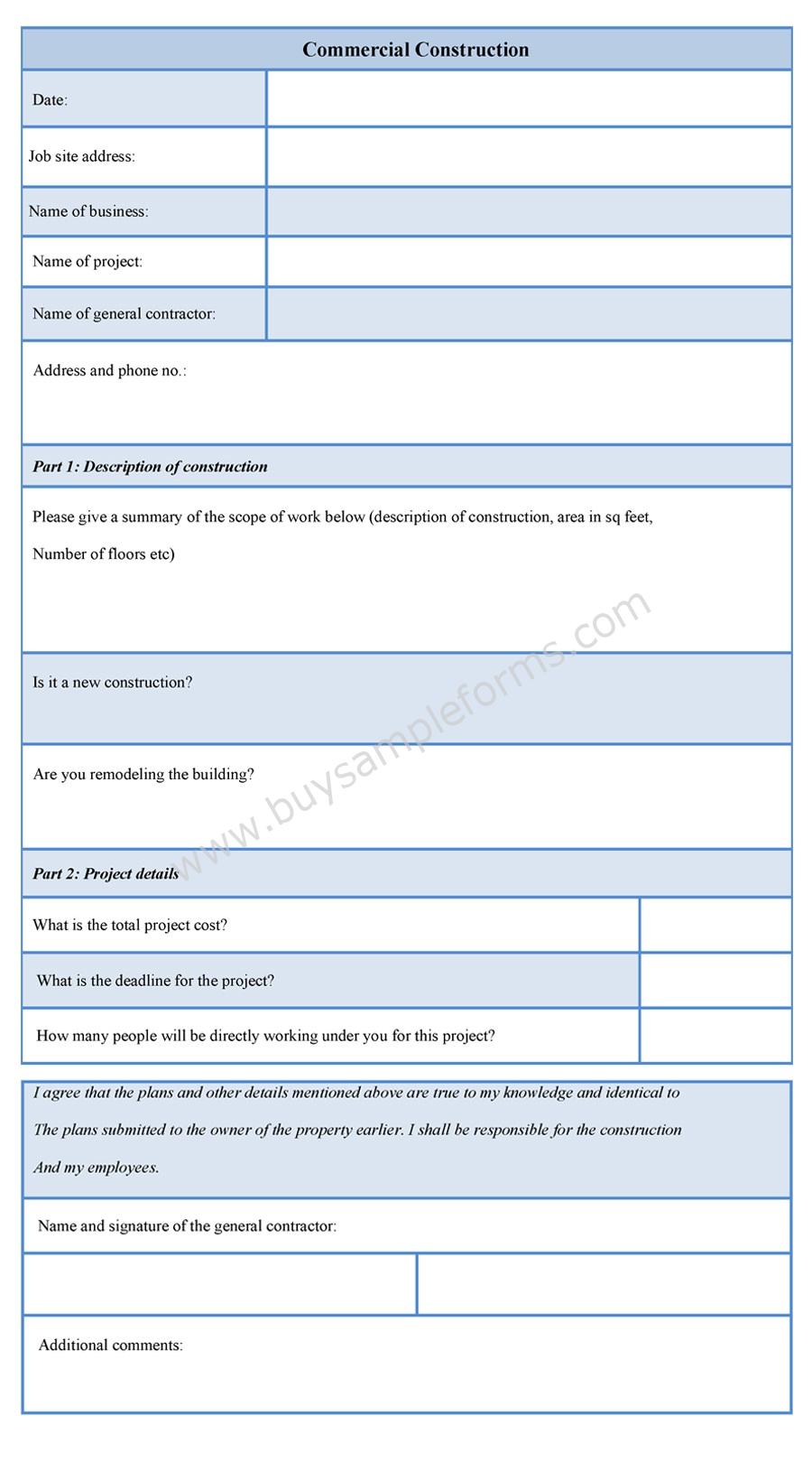 Commercial Construction Form
