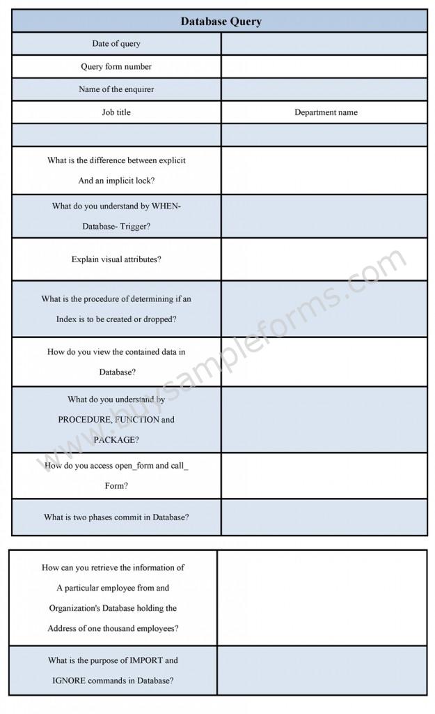 Database Query Form - Sample Forms