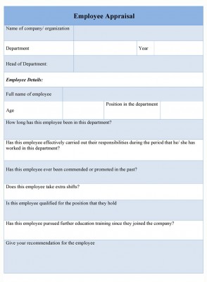 Employee Appraisal Form format