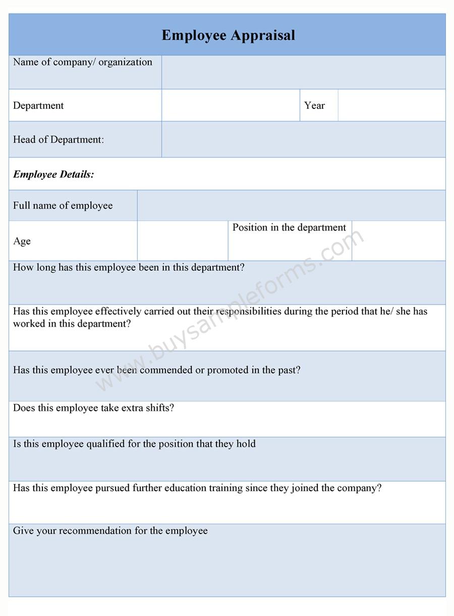 Employee Appraisal Form format