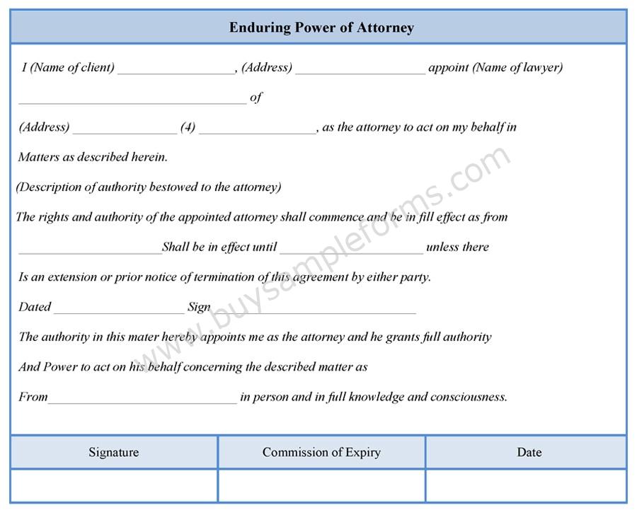 Enduring Power of Attorney Form