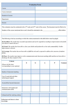 Sample Evaluation Form