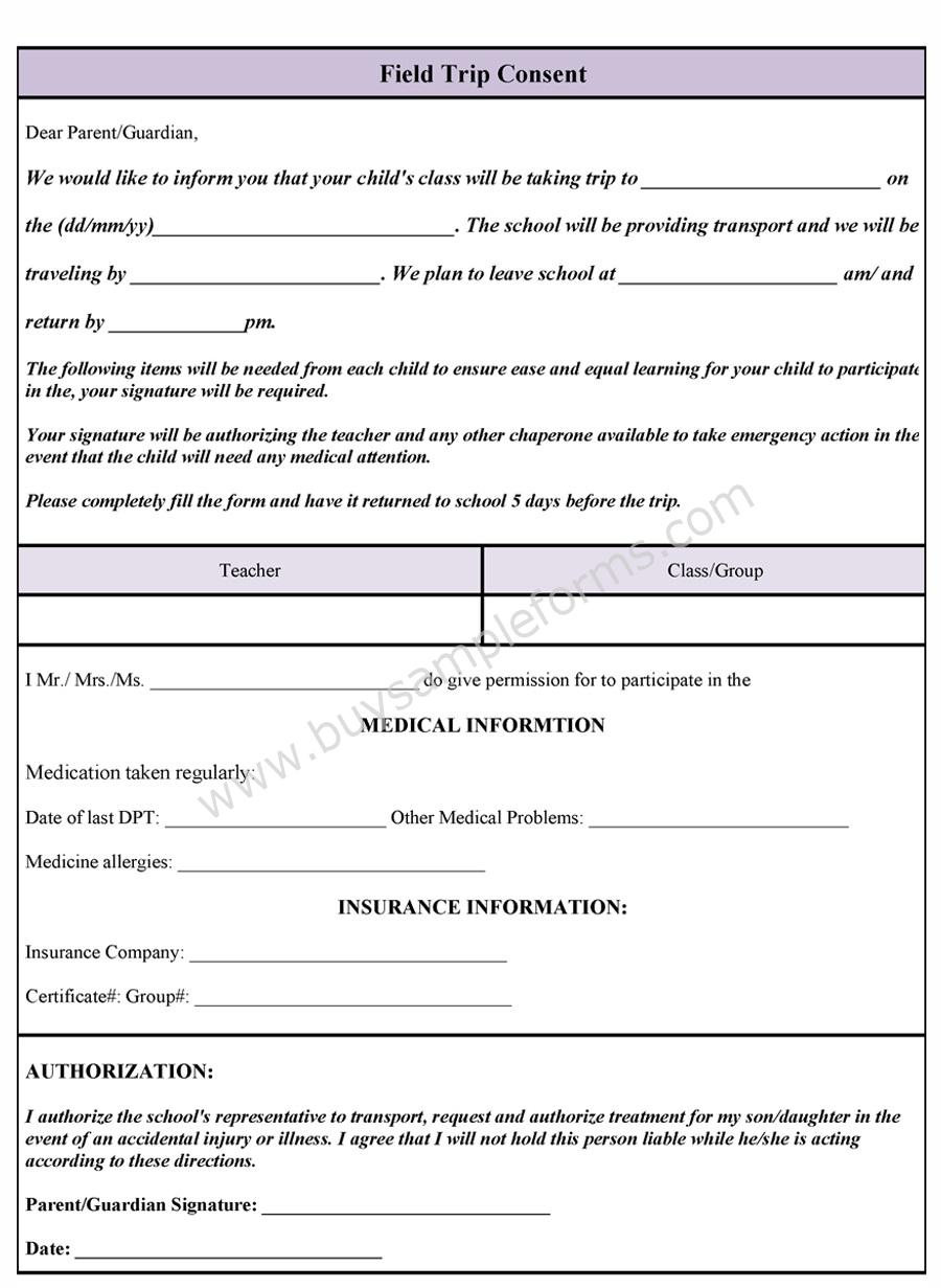 field trip consent form template