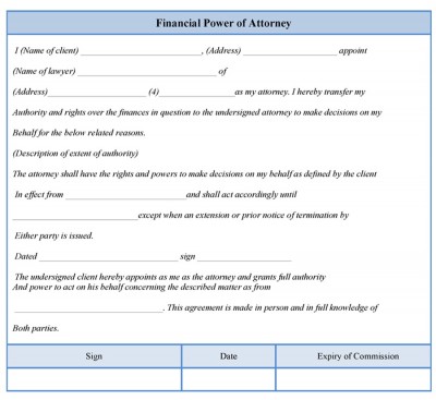 printable financial power of attorney form