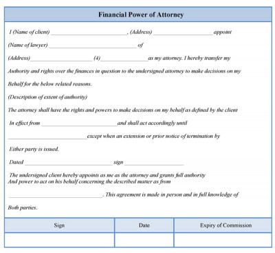 printable financial power of attorney form