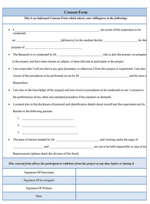 Free Consent Form sample