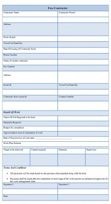 free contractor forms templates