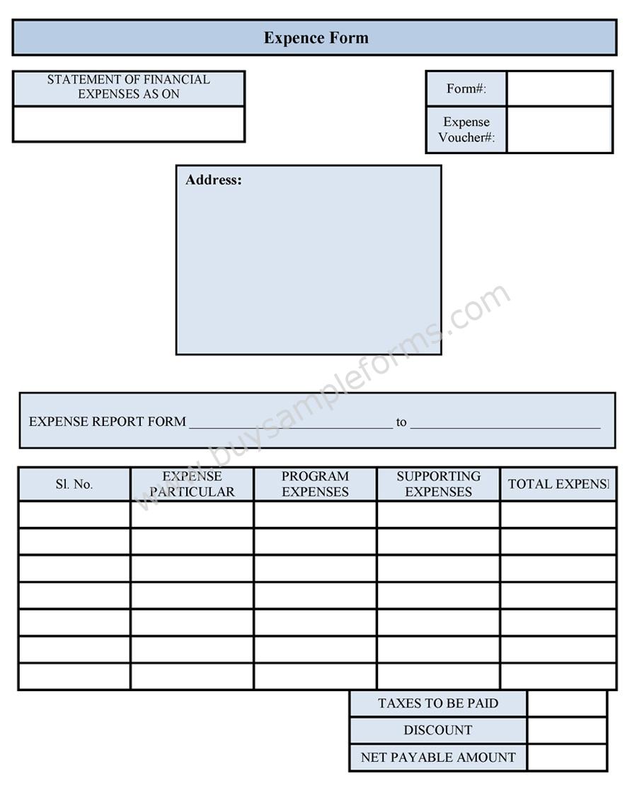 Sample Free Expense Form